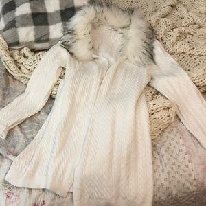 Furry white cardigan